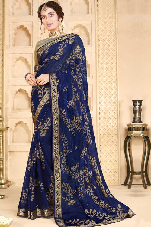 blue brasso saree