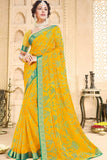 yellow brasso saree