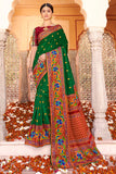 green brasso saree