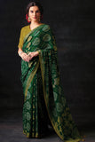 green brasso saree