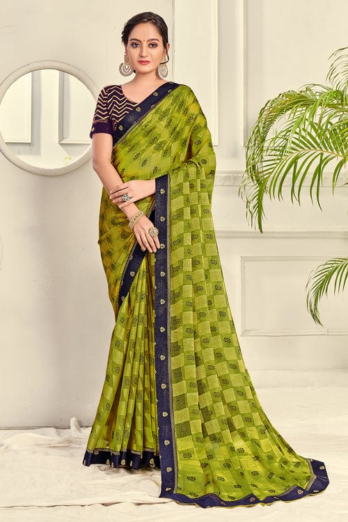 green brasso saree