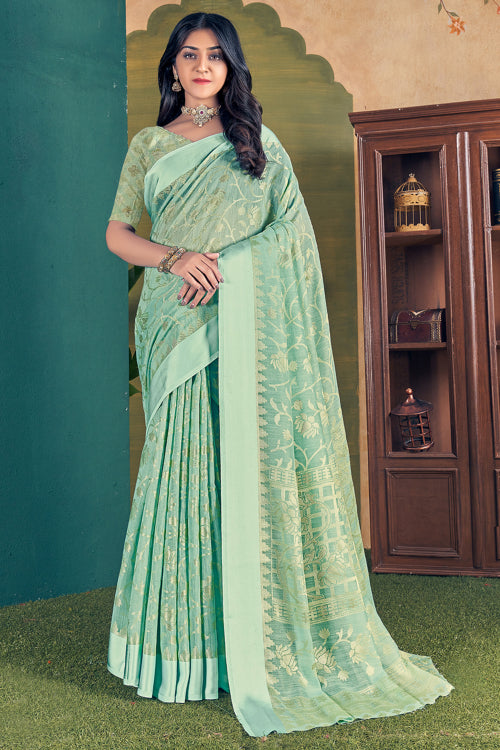 green brasso saree