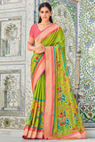 green brasso saree