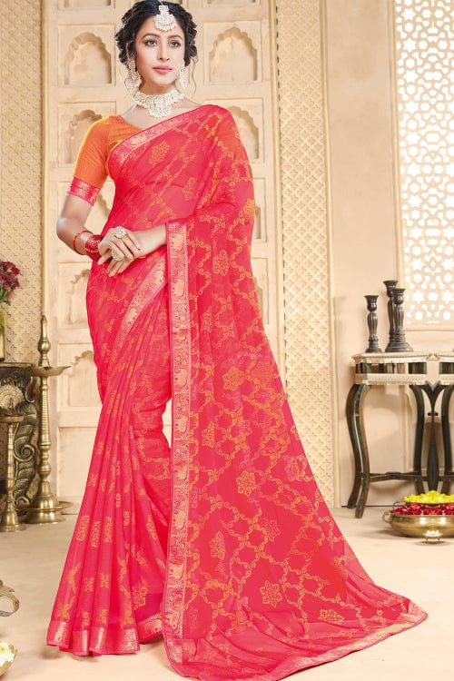 pink brasso saree