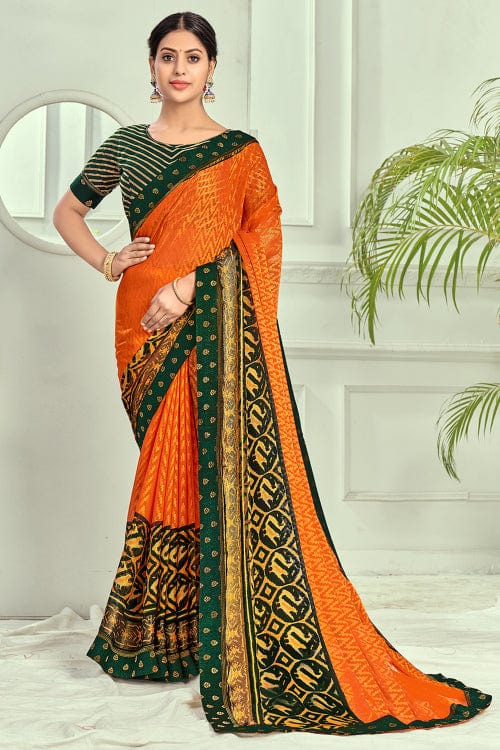 orange brasso saree