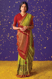 green brasso saree