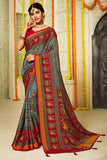 Brasso Saree Steel Grey Brasso Saree saree online