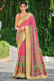 pink brasso saree