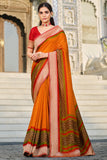 orange brasso saree