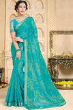 blue brasso saree