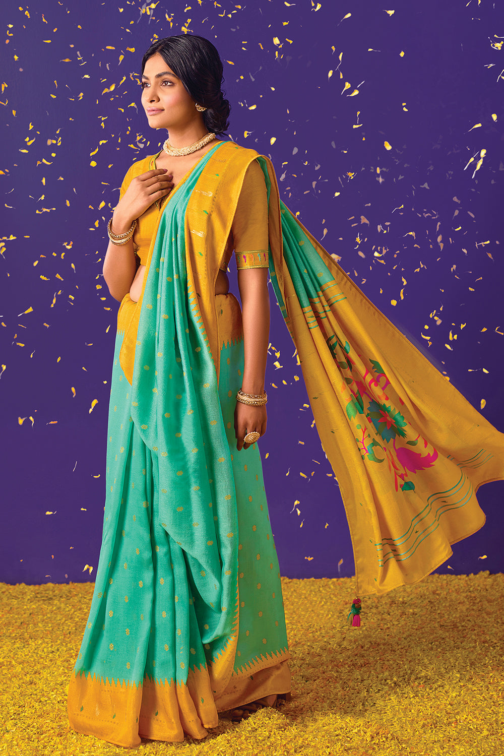 blue brasso saree