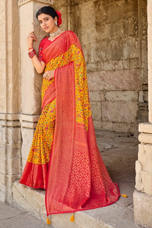 Yellow Brasso Sarees at best price in Surat by Online Sarees Shopping | ID:  8750498991
