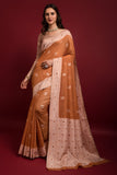 orange chanderi saree