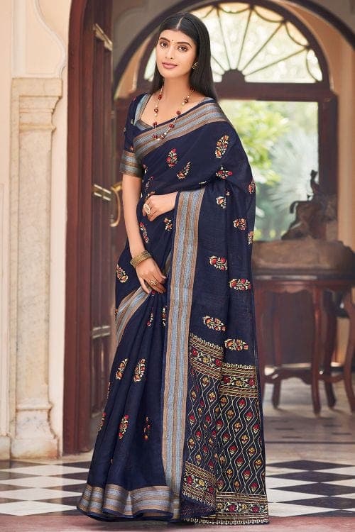 Chanderi Saree Indigo Blue Chanderi Saree saree online