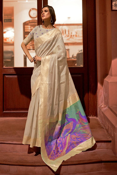 Natural Off White Chanderi Silk Saree | Chanderi Silk Saree | Cotton Silk  Saree - Shop Online For Best Women's Clothing & Ethnic Wear