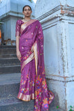 Chanderi Saree Plum Purple Printed Chanderi Saree saree online