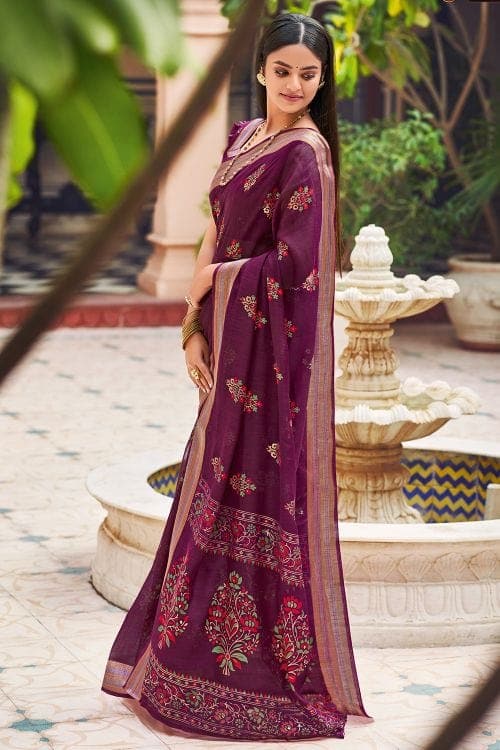 Chanderi Saree Purple Chanderi Saree saree online