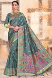 Stone Blue Chanderi Saree