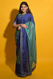 blue chiffon saree