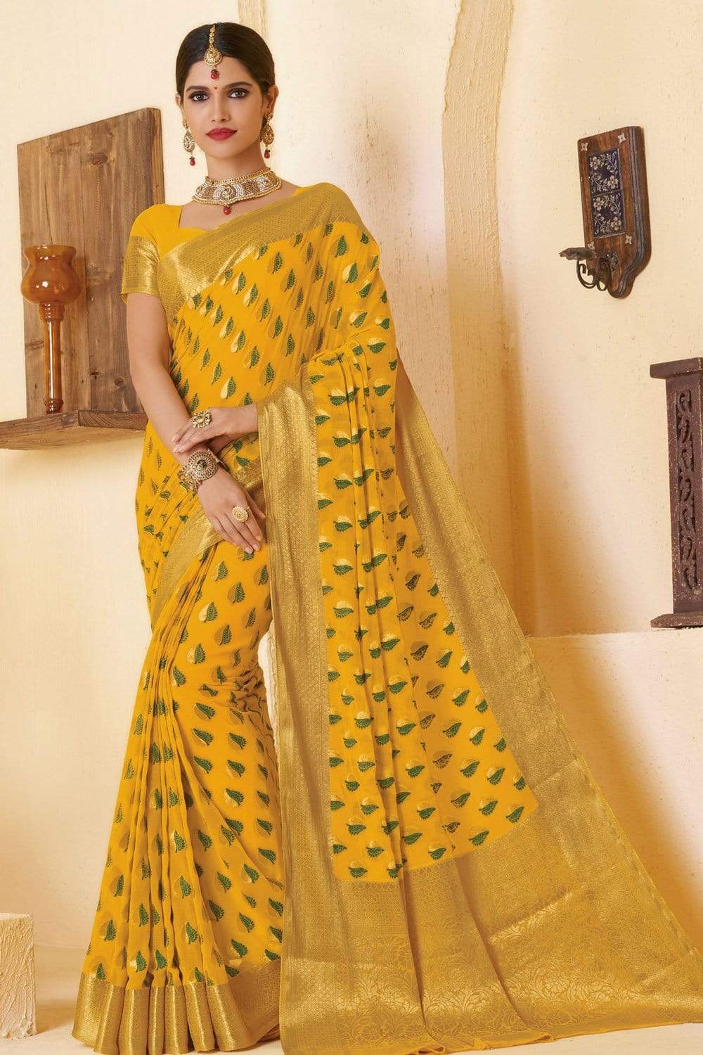 Buy Zari Work Chiffon Saree for Women Online from India's Luxury Designers  2024