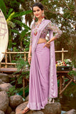 purple chiffon saree