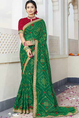 Zesty Lime Green & Saffron Saree – Aafrinish by Niazi