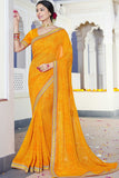 yellow chiffon saree