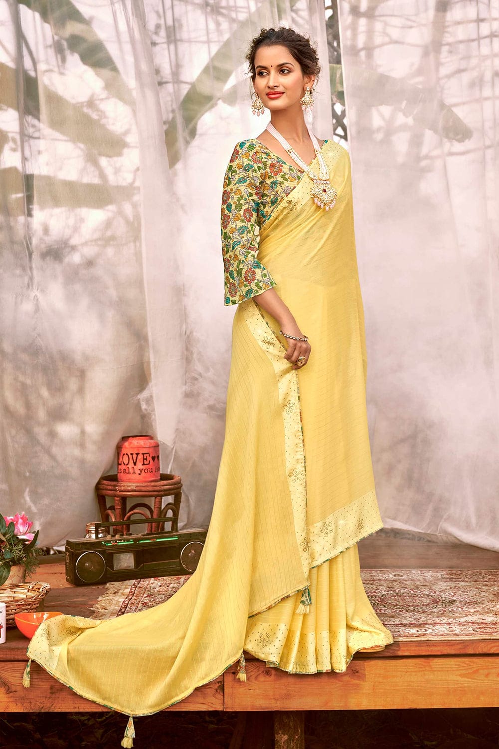 Lemon Chiffon Saree at Rs 1695 | Georgette Chiffon Saree in Surat | ID:  7879829412