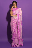 purple chiffon saree