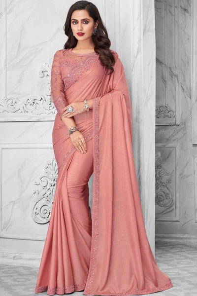 plain nude peach georgette saree $45 | Saree dress, Indian beauty saree,  Saree models