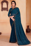 blue chiffon saree