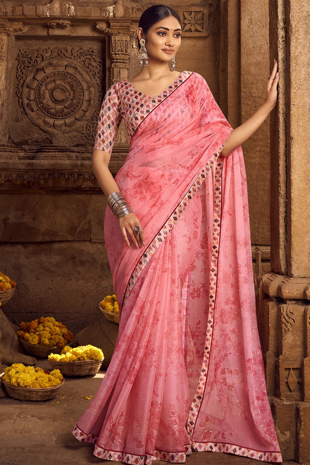 Wedding Chiffon Sarees: Buy Latest Designs Online | Utsav Fashion