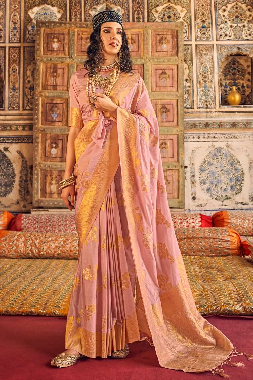 pink chiffon saree