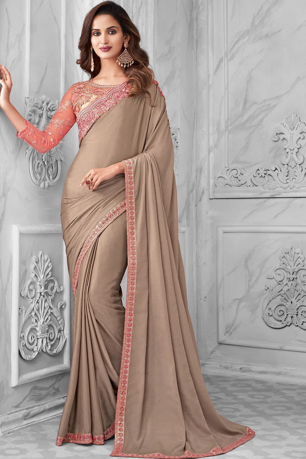 brown saree