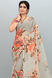 Smoke Grey Chiffon Saree