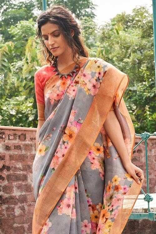 linen saree 