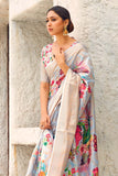 Cotton - Linen Saree Grey Digital Printed Cotton - Linen Saree saree online