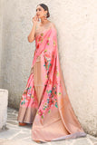 Cotton - Linen Saree Pink Digital Printed Cotton - Linen Saree saree online
