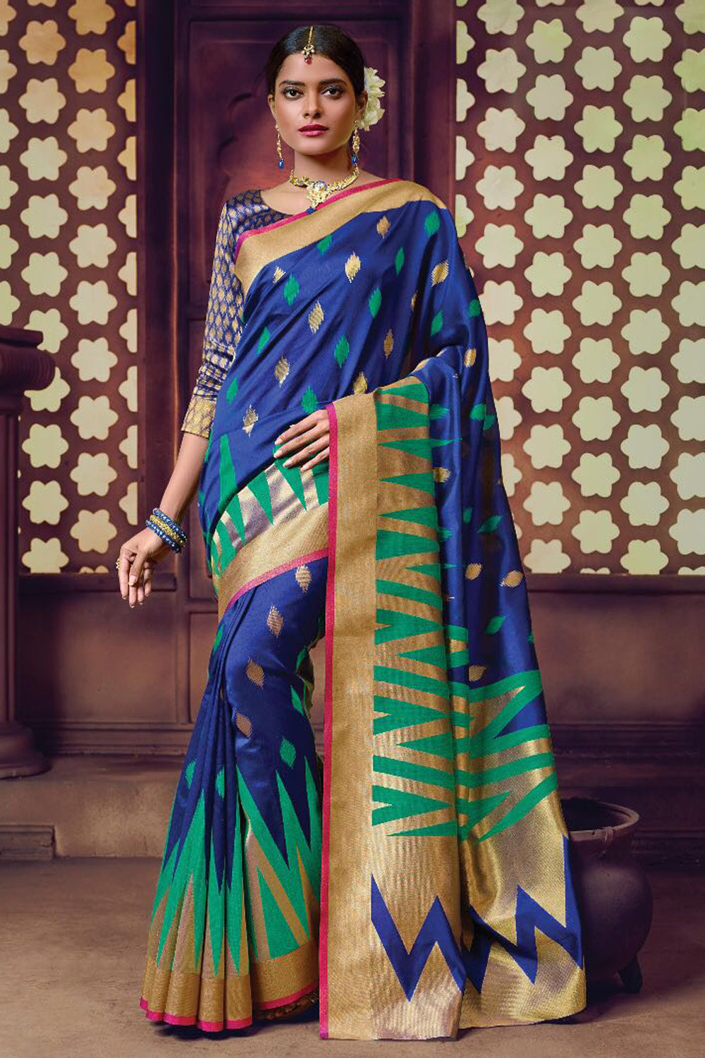 blue cotton saree