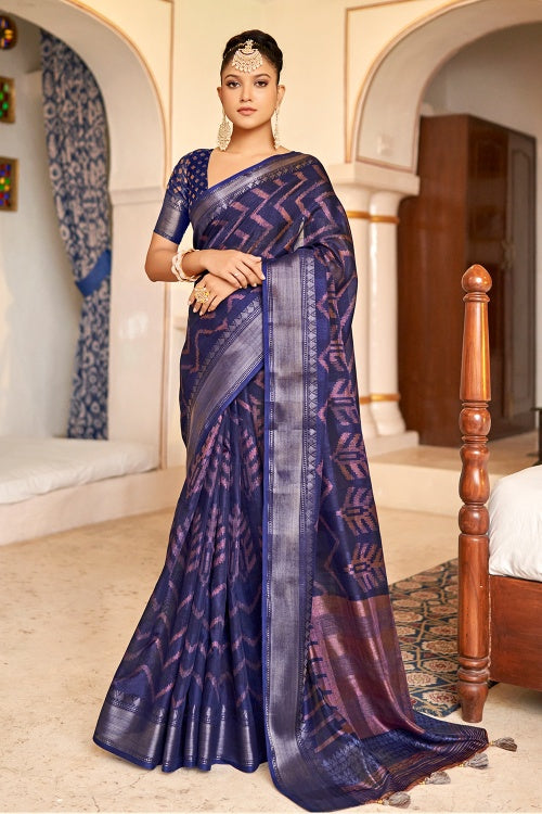 blue cotton saree