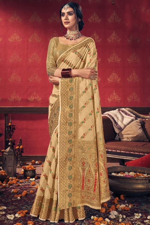 cotton saree, beige colour