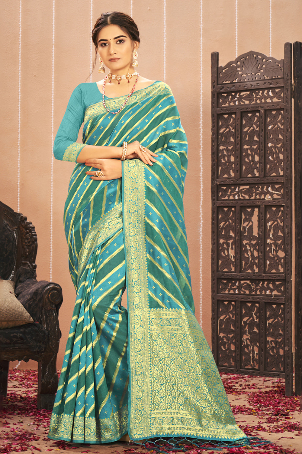 blue cotton saree