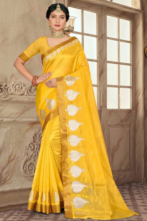 yellow cotton saree