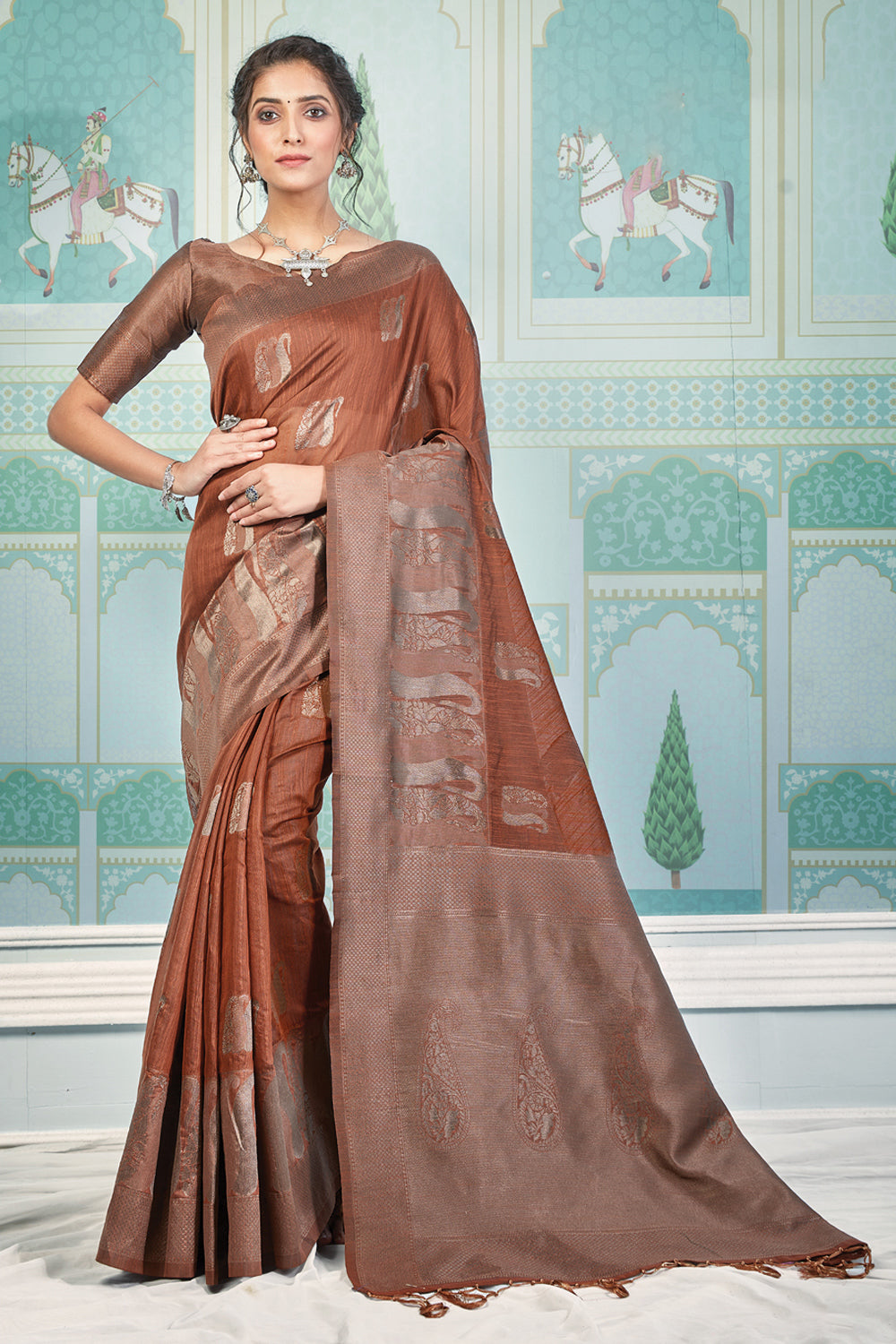 brown cotton saree