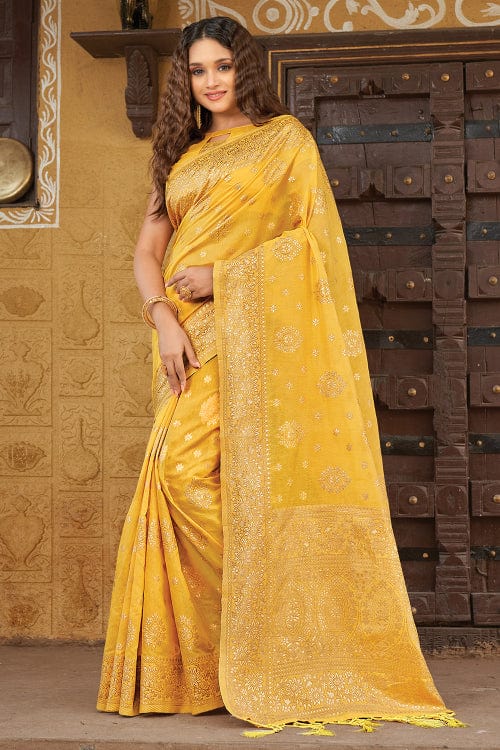 yellow cotton saree