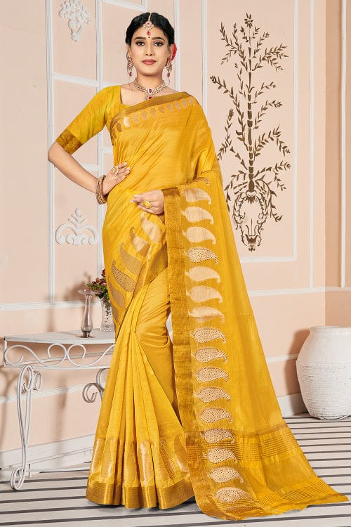 yellow cotton saree