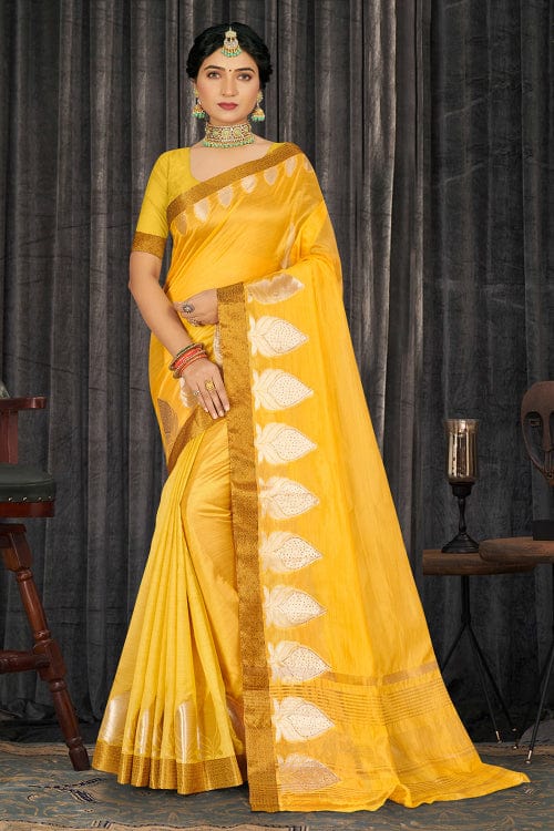 yellow cotton saree