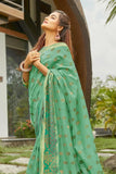 green cotton saree