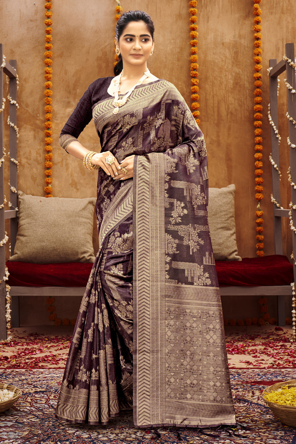 purple cotton saree