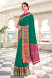 green cotton saree